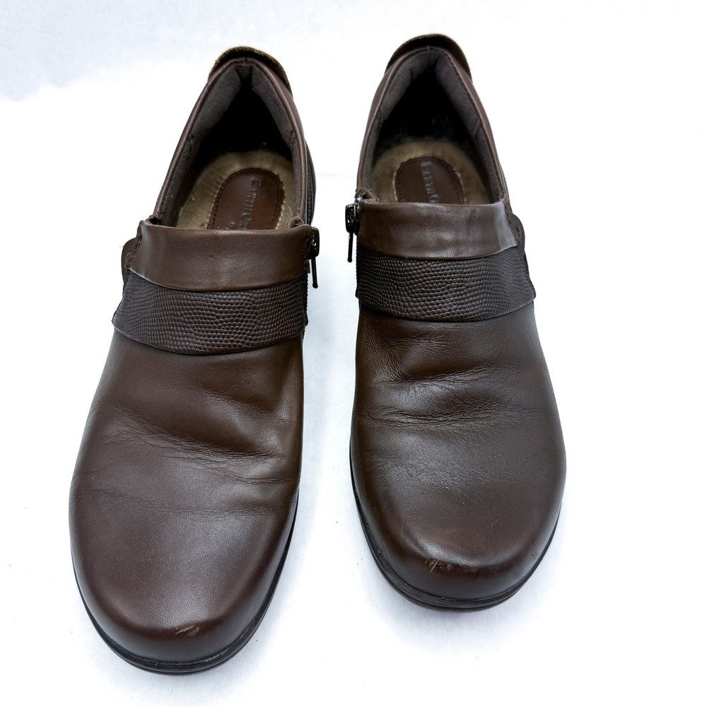 Earth Origins Reese Brown Leather Loafer Pumps Shoes Brown 9M Comfort Heel - Picture 6 of 10